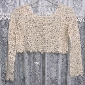 PACSUN cream crochet crop top